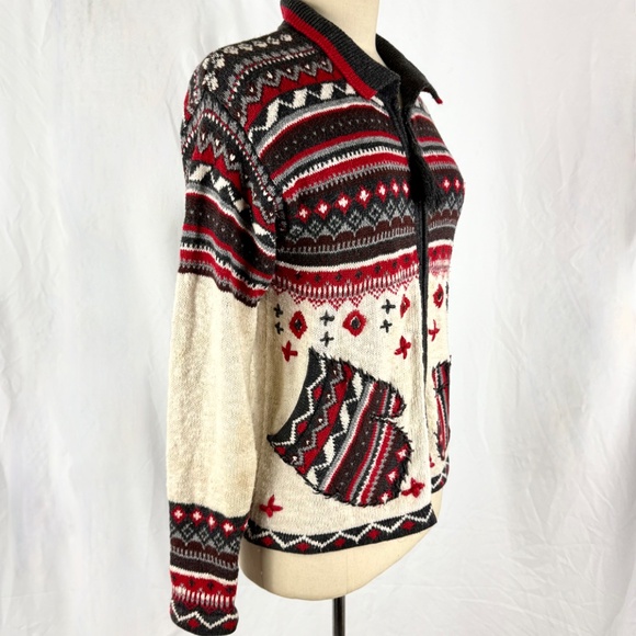 Vintage 1996 SML Sport Sweater S/M Jacket w Mitten Pockets Front Zipper Cardigan - Picture 1 of 15